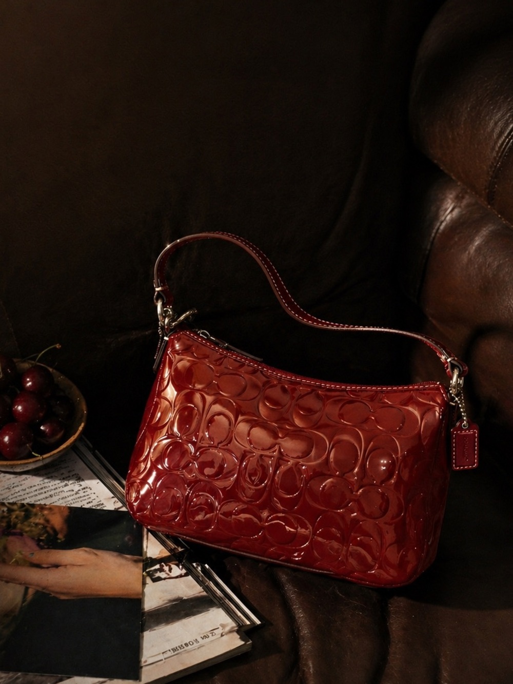 Cherry Red Patent Leather Coach Hobo Bag | Y2K It-Girl Staple